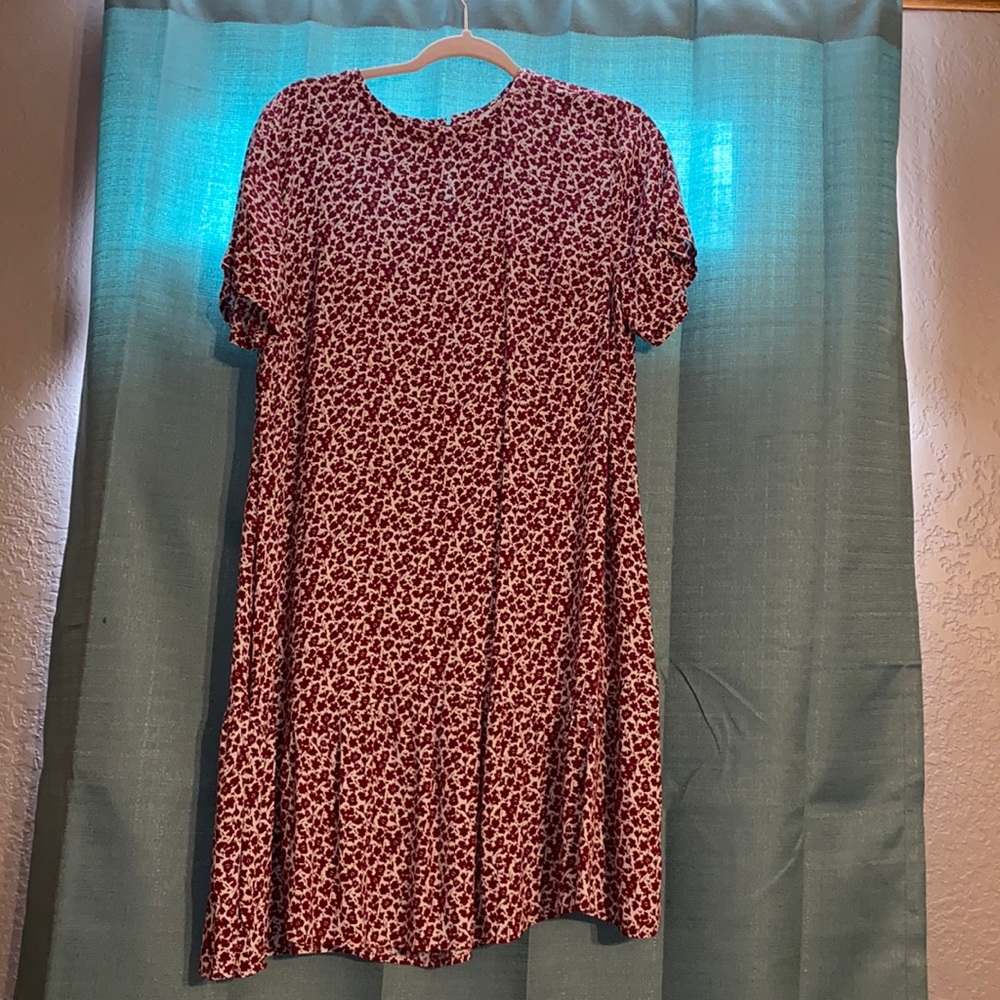 Loft Red Floral Shift Dress